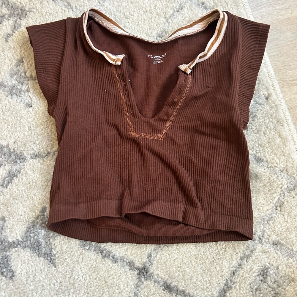 Urban Outfitters Brown Ribbed Top